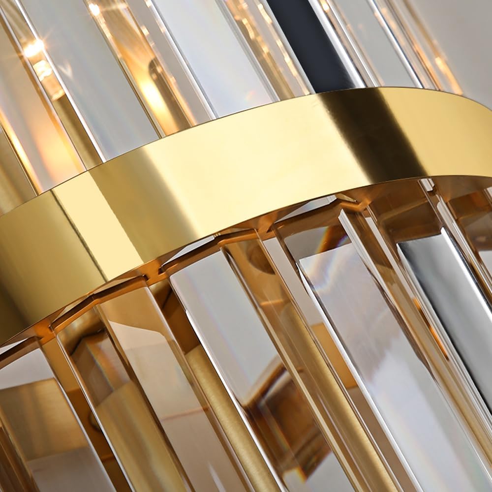 Crystal Wall Light with Modern Stainless Steel Sconce