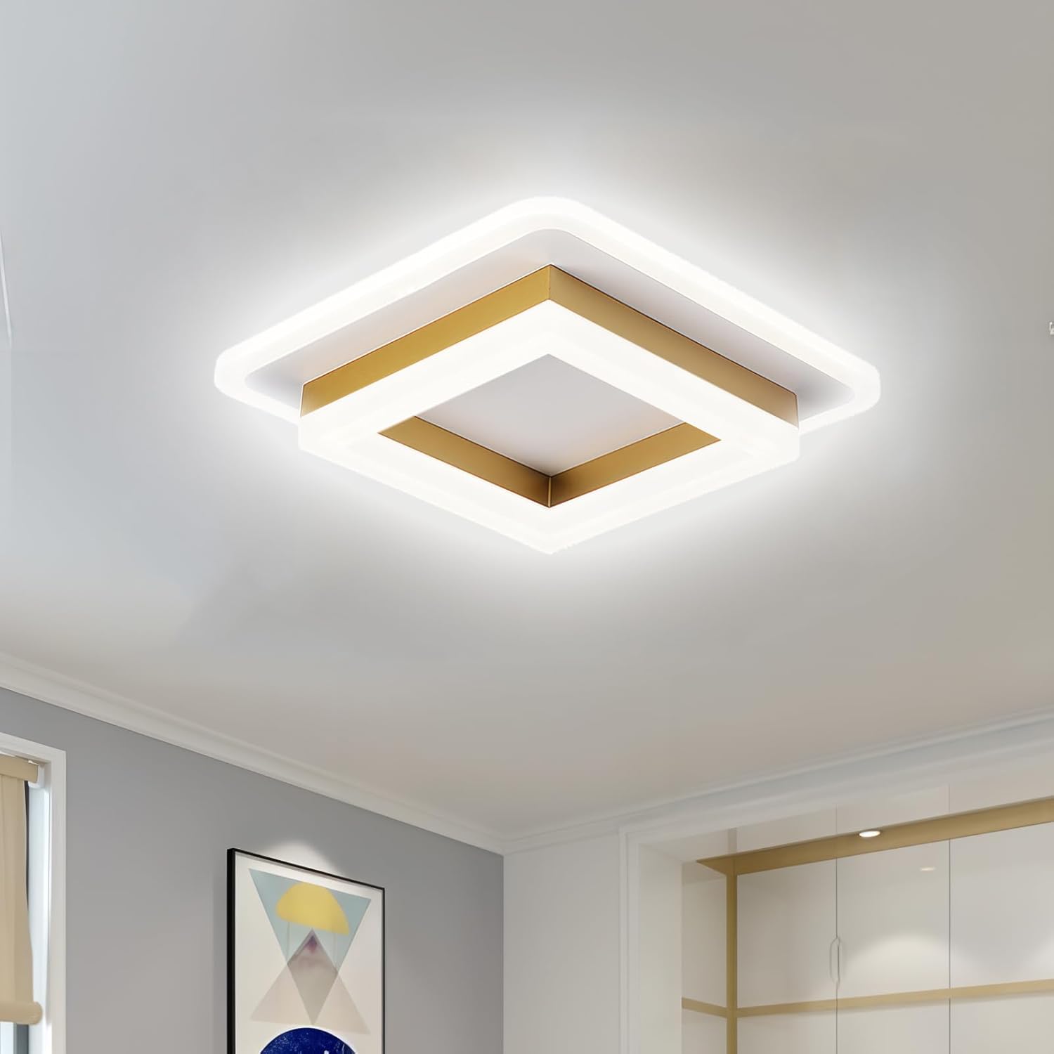 Square LED Ceiling Light with Modern Flush Mount