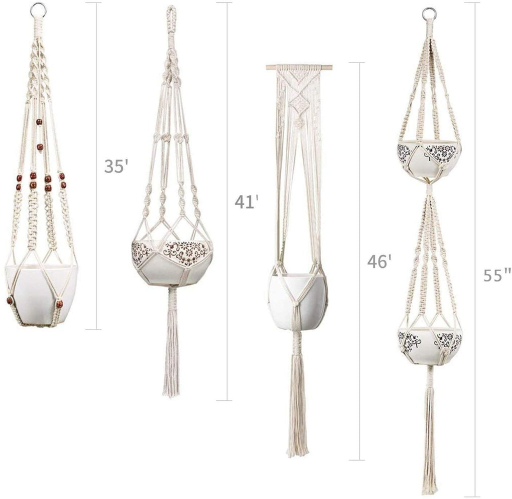 4-Piece Boho Macrame Plant Hanger Set