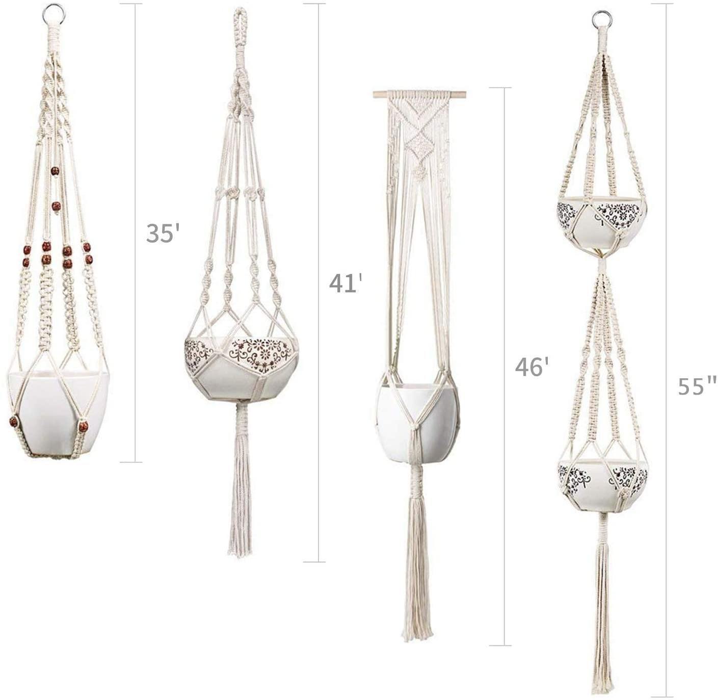 4-Piece Boho Macrame Plant Hanger Set