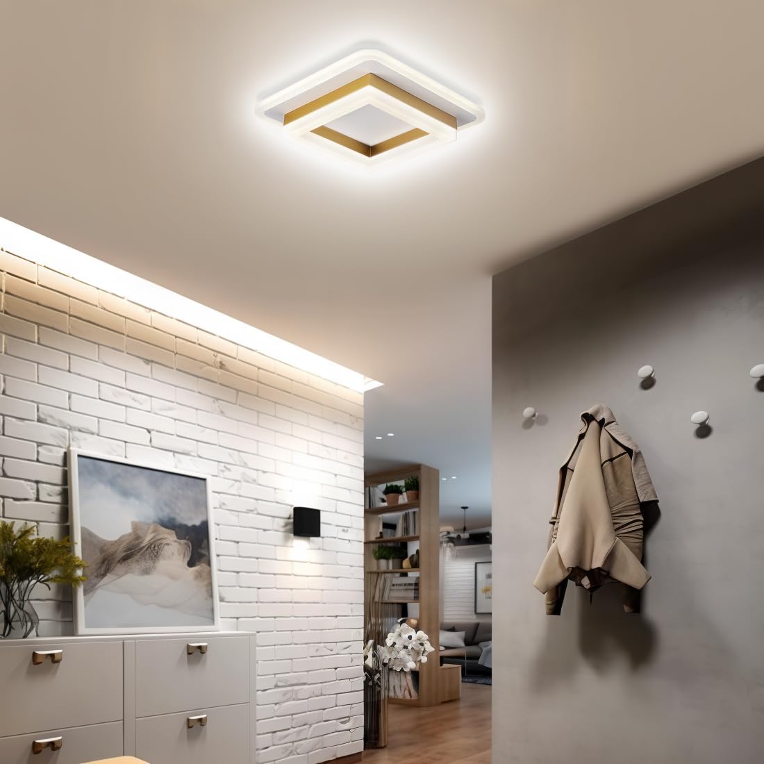 Square LED Ceiling Light with Modern Flush Mount