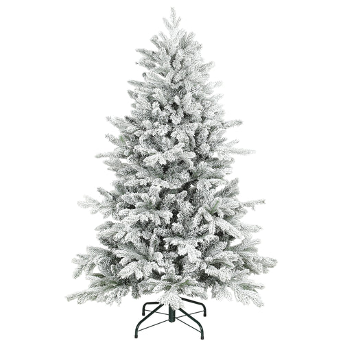 5 Foot Flocked Christmas Tree with Hinged Realistic Tips