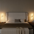 Silver LED spiral wall light switch detail