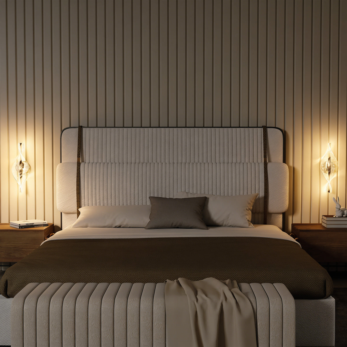 Silver LED spiral wall light switch detail