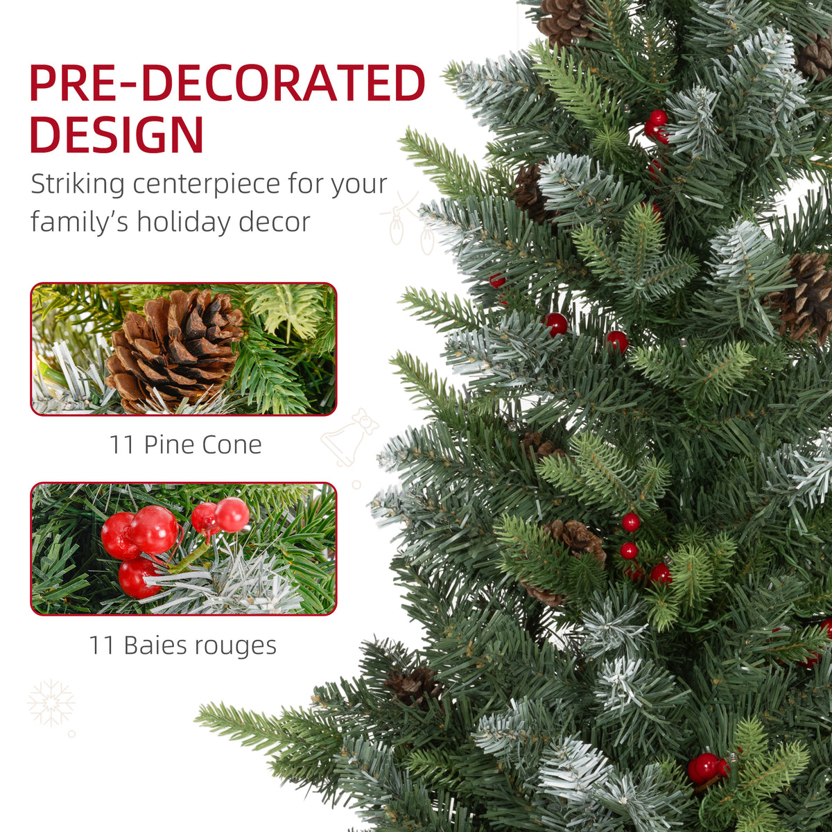 Set of 2 3ft Pre-Lit Tabletop Christmas Trees with LED Lights
