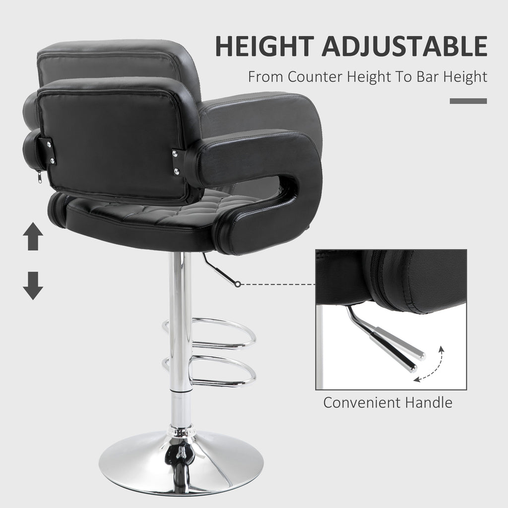 PU Leather Swivel Bar Stool with Backrest and Footrest