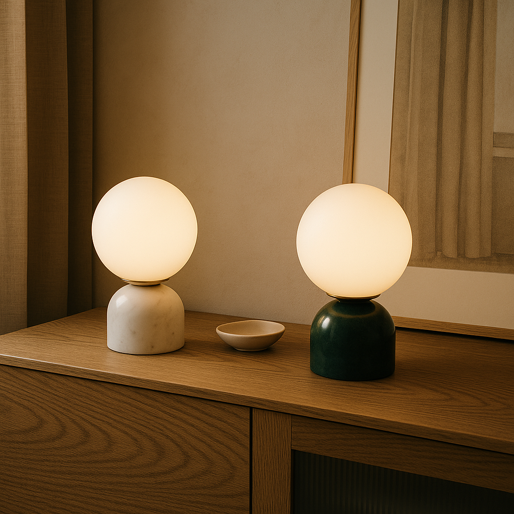 Marble Glass Table Lamp Warm Ambient Lighting