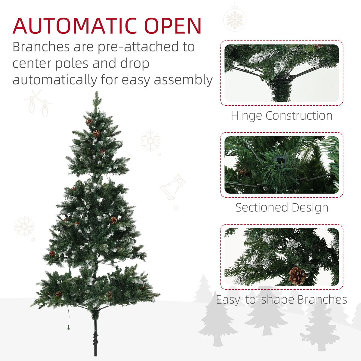 7ft Pre-Lit Artificial Christmas Tree with Dual Colour LED Lights Green