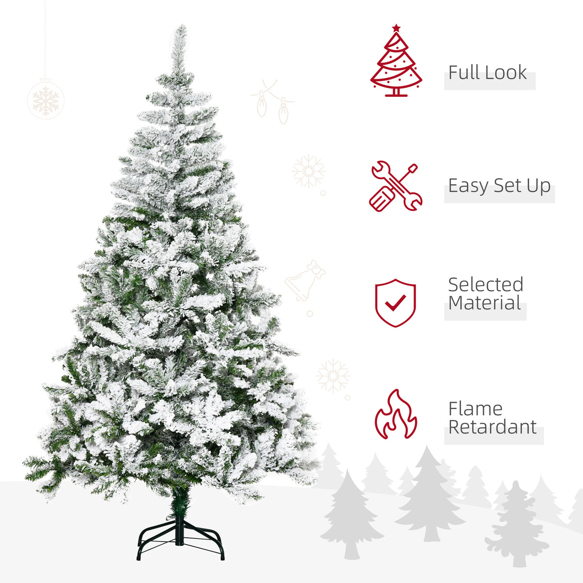 6ft Snow Flocked Artificial Christmas Tree with 750 Branches