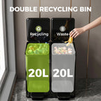 Dual Compartment Recycling Bin with Deodoriser Holders - Black
