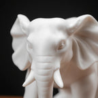 White Ceramic Elephant Sculpture for Good Luck & Modern Décor