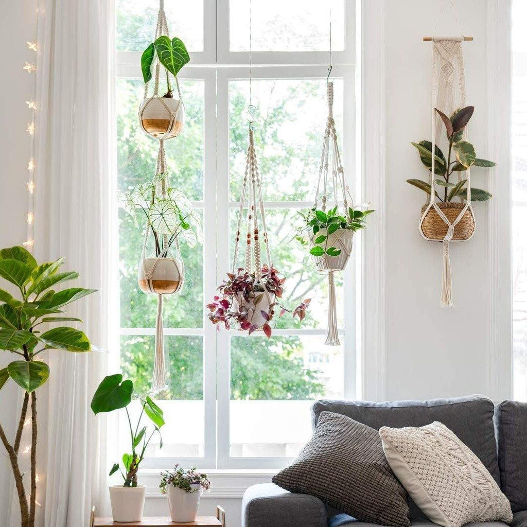 4-Piece Boho Macrame Plant Hanger Set