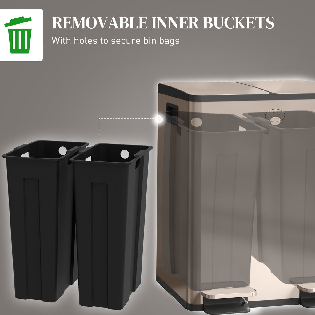 Dual Compartment Recycling Bin with Deodoriser Holders