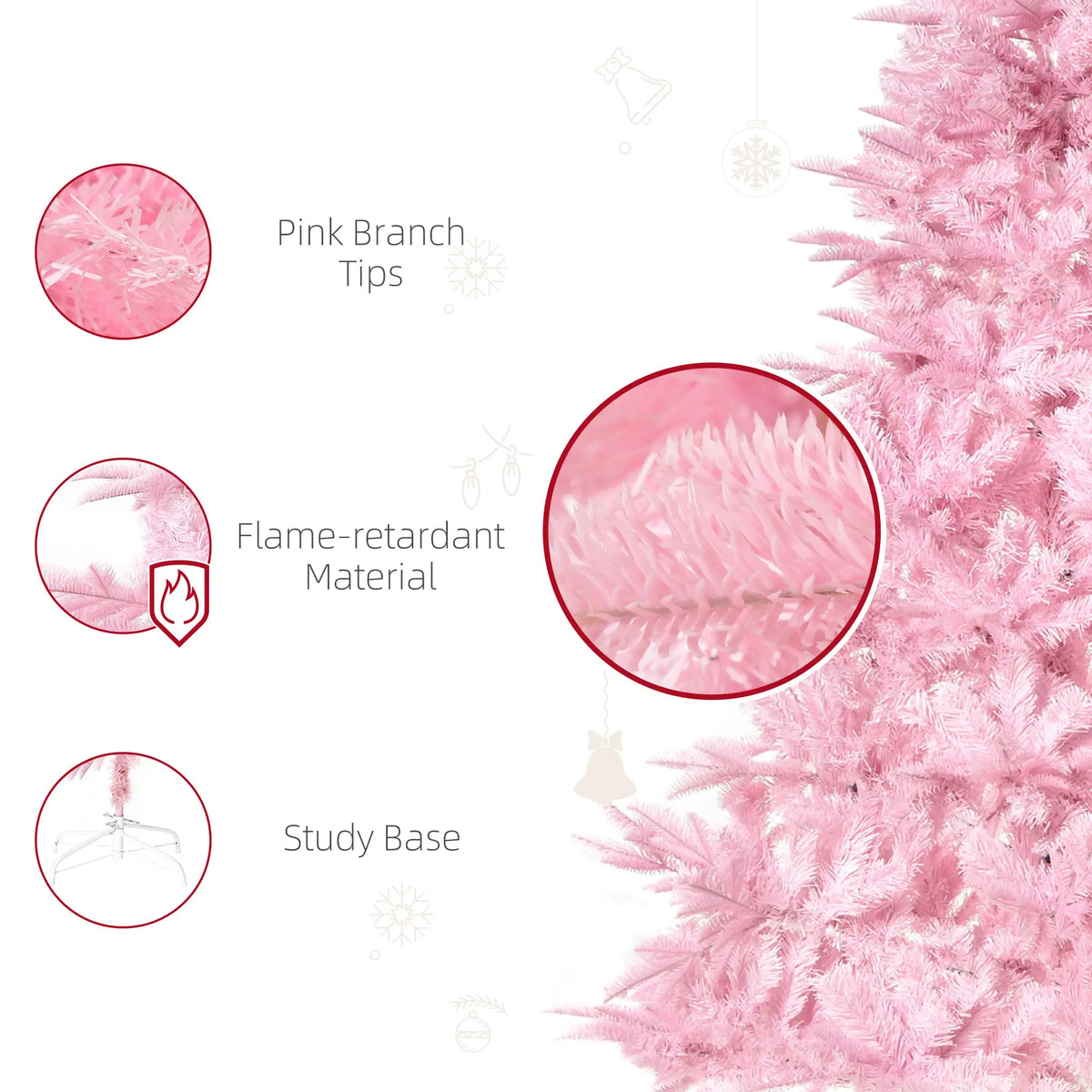 6ft Pink Pop-Up Artificial Christmas Tree with 892 Branch Tips