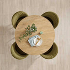 Industrial Round Dining Table with Cross Legs Oak