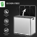 Triple Compartment Pedal Bin with Soft-Close Lid