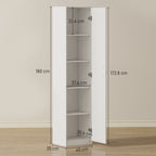 Slim Five-Tier Pantry Storage Cabinet with Soft-Close Hinges White