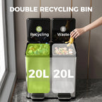 Dual Compartment Recycling Bin with Deodoriser Holders - Silver