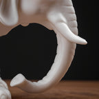 White Ceramic Elephant Sculpture for Good Luck & Modern Décor