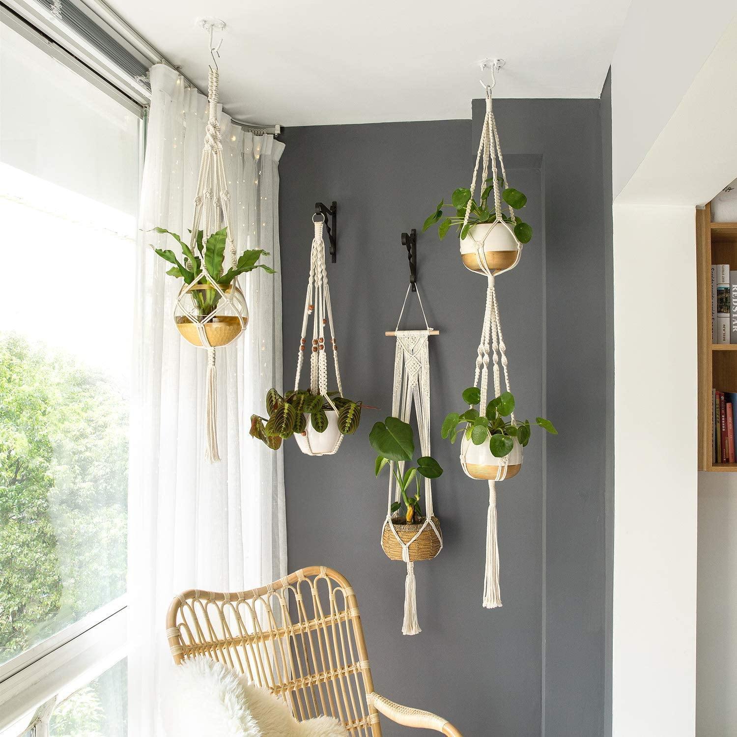 4-Piece Boho Macrame Plant Hanger Set