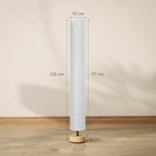 Modern Grey Standing Floor Lamp with Linen Shade and Wooden Base