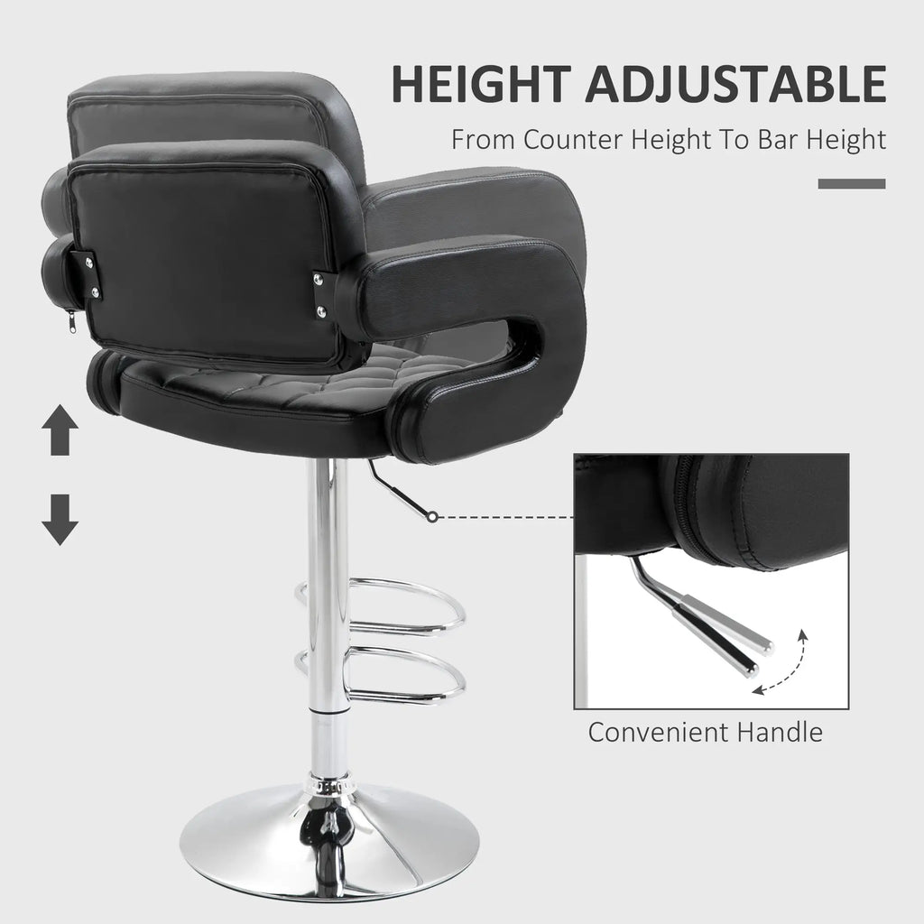 PU Leather Swivel Bar Stool with Backrest and Footrest