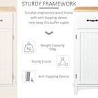 Coastal Sideboard with Wooden Countertop and Storage Drawers White