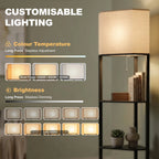 Corner Design Floor Lamp with Shelves and Pull Chain Switch