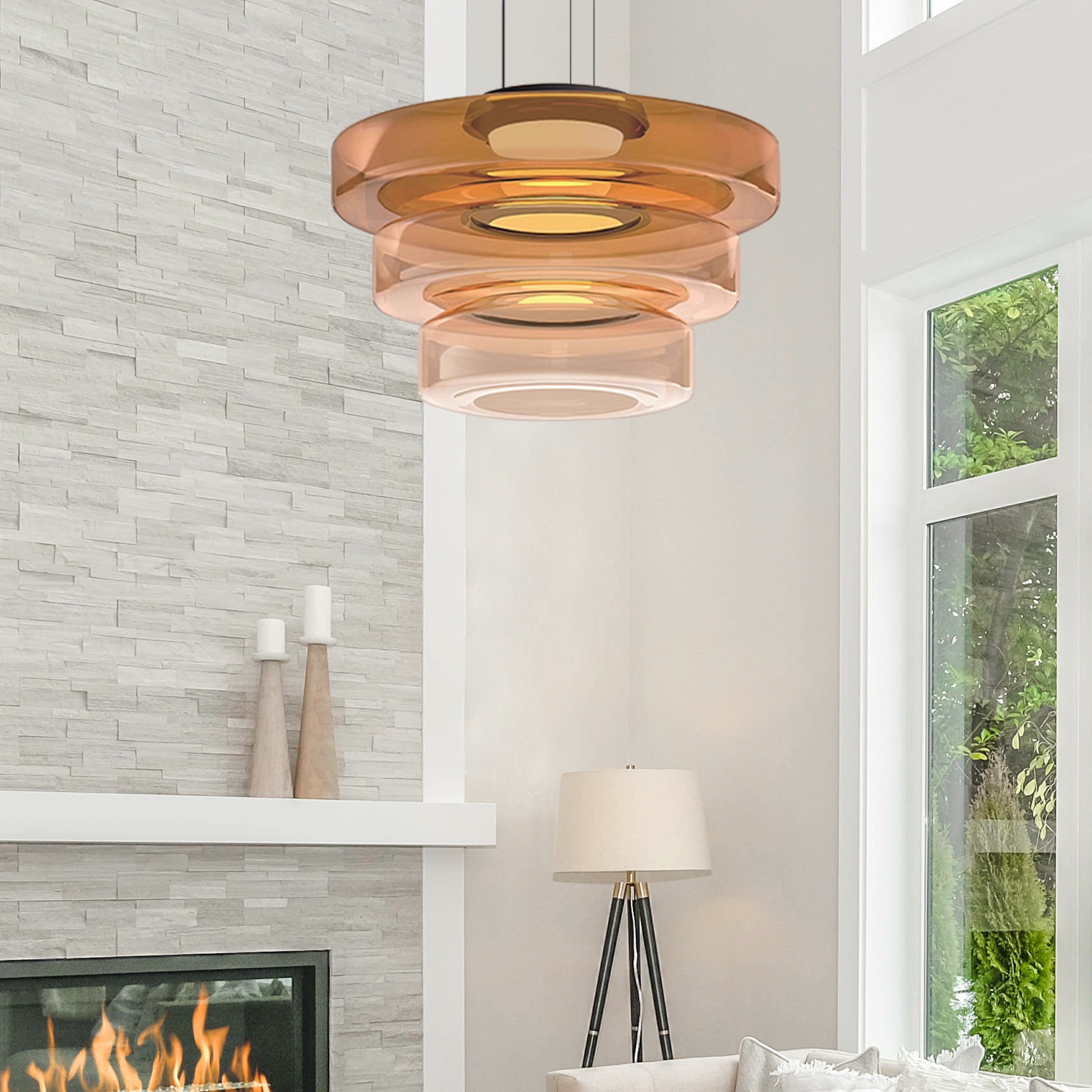 Bauhaus Style Layered Glass Pendant Lamp