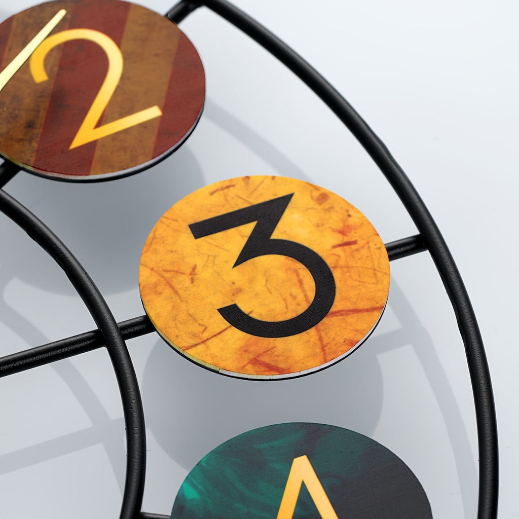 Colourful Retro Metal Wall Clock with Iron Frame