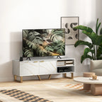 Marble Effect TV Unit with Fluted Cabinet Doors