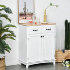 Coastal Sideboard with Wooden Countertop and Storage Drawers White