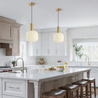 Modern Ribbed Glass Pendant Light with Brass Finish