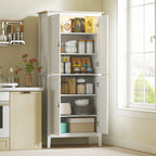 Tall Pantry Cupboard with Motion Sensor LED Light White