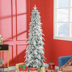 6ft Pencil Snow Flocked Christmas Tree with Downswept Branches