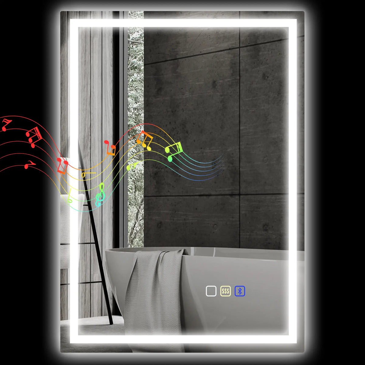 Bluetooth LED Anti-Fog Bathroom Mirror with Demister Pad