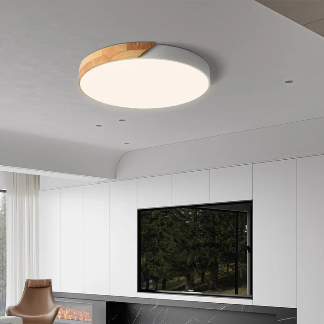 Modern Nordic LED Ceiling Light with Wooden Accents