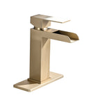 Brushed Gold Waterfall Bathroom Faucet Modern Bathroom Decor