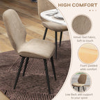 Velvet Dining Chairs Set of 2 with Steel Legs - Brown