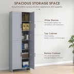 Slim Tall Storage Cupboard with Six-Tier Adjustable Shelving