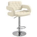 PU Leather Swivel Bar Stool with Backrest and Footrest - Beige