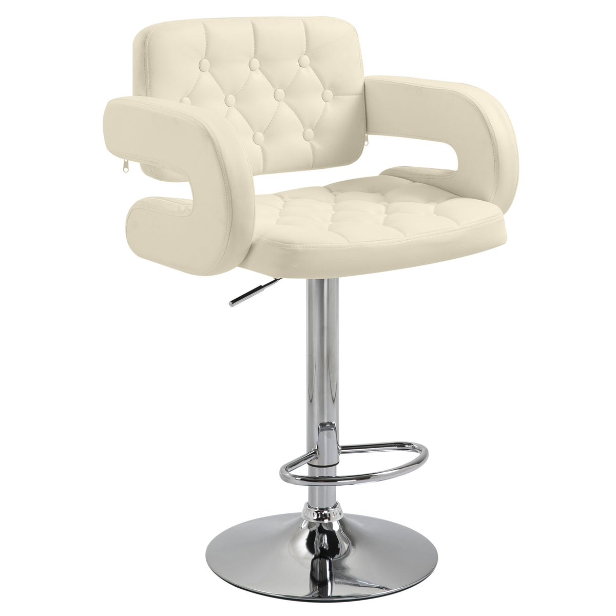 PU Leather Swivel Bar Stool with Backrest and Footrest - Beige