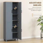 Slim Tall Storage Cupboard with Six-Tier Adjustable Shelving - Dark Grey