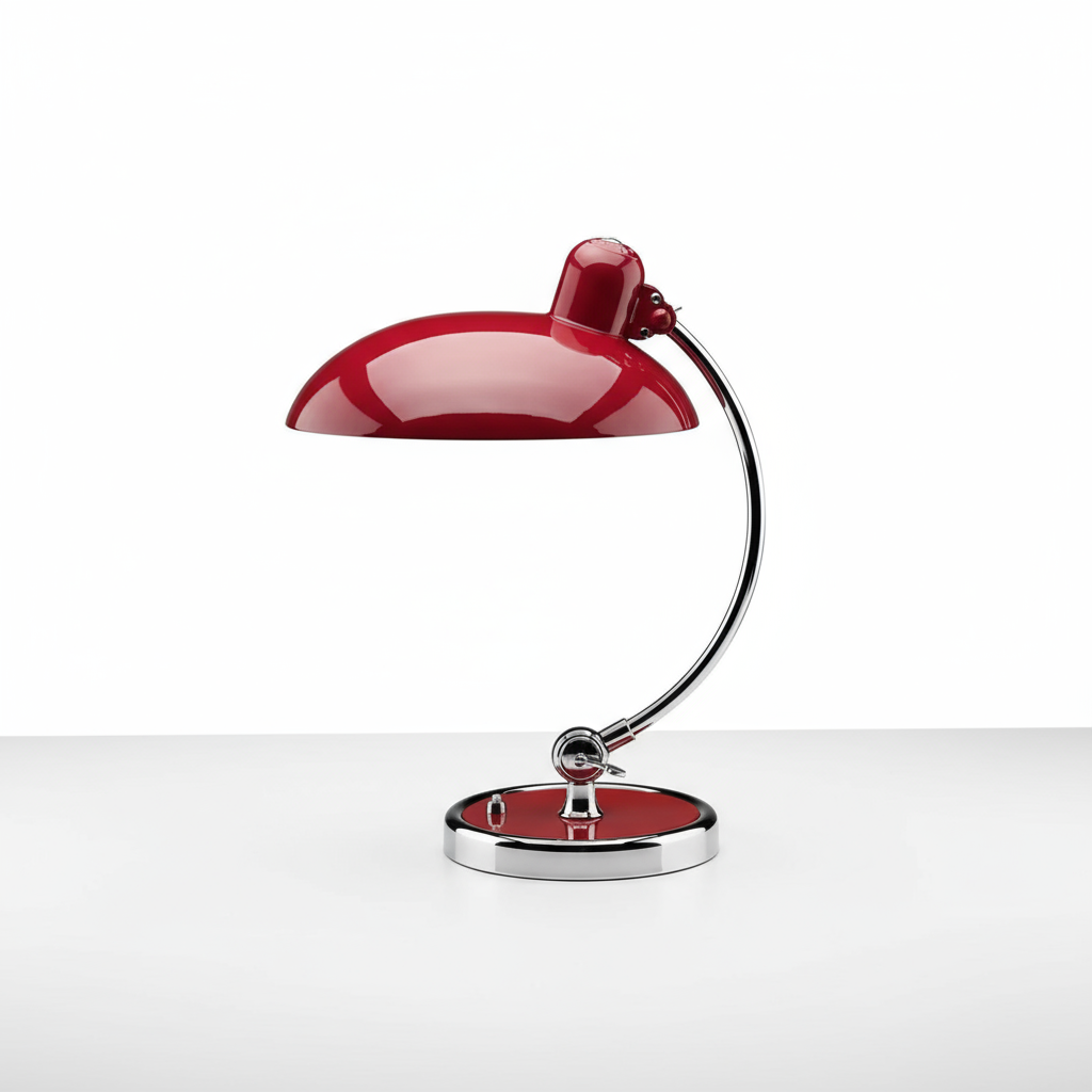 ScandiArc Table Lamp with Bauhaus-Inspired Curved Metal Design