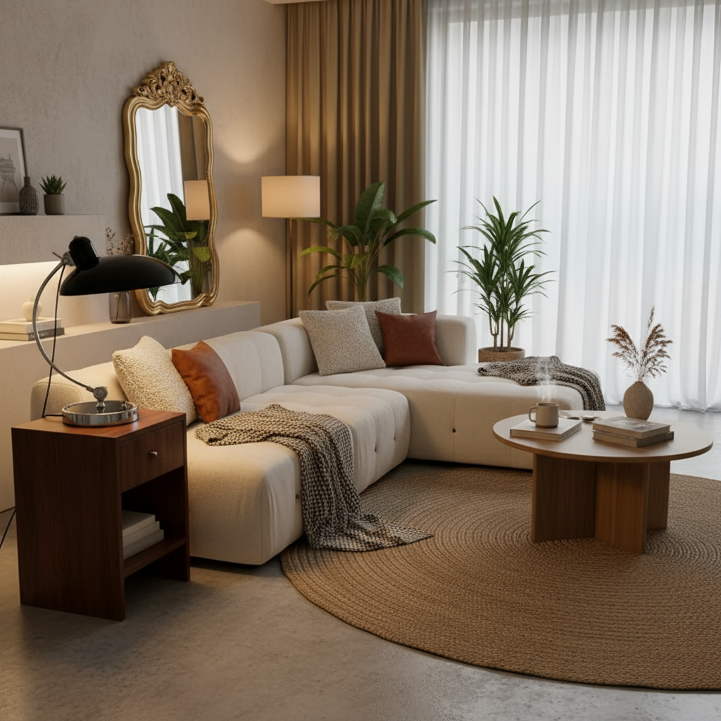 ScandiArc Table Lamp with Bauhaus-Inspired Curved Metal Design