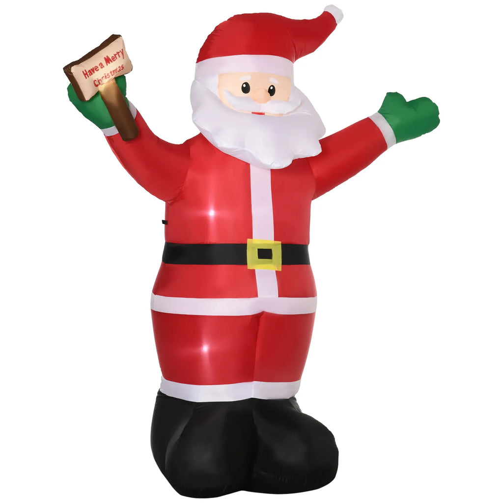 8ft Light-Up Inflatable Santa Claus with Blessings Sign Red