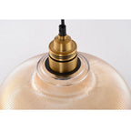 LumiVibe Ribbed Glass Pendant Light with Brass Detailing
