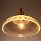LumiVibe Ribbed Glass Pendant Light with Brass Detailing