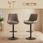 Retro Faux Leather Bar Stools Set of 2 with Adjustable Height - Coffee