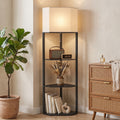 Corner Design Floor Lamp with Shelves and Pull Chain Switch